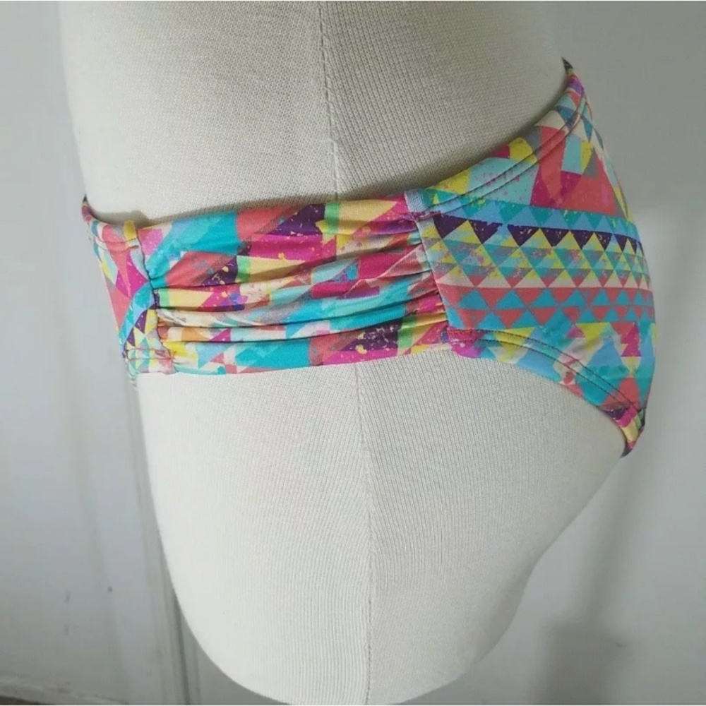 Bar III  Pink Printed Ruched Hipster Swim Bottom - Picture 5 of 5